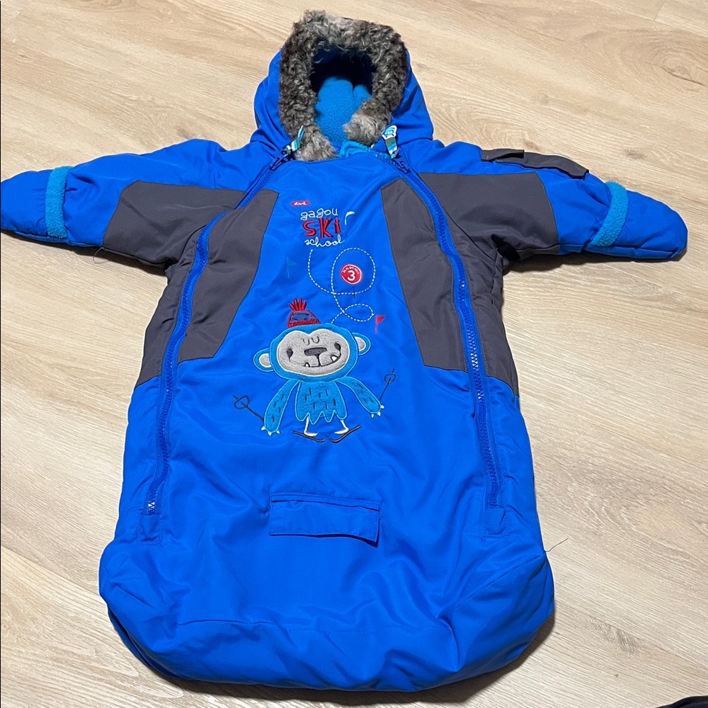 Gagou Tagour Blue and Gray Infant Baby Bunting Bag Snowsuit 0-12M